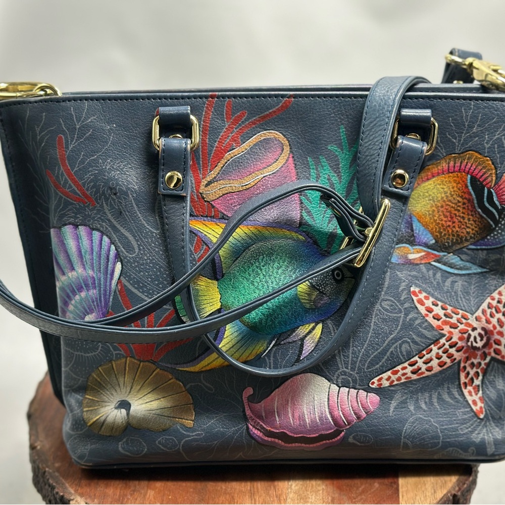 Anushka Handbag Tote 693 Oceanic Sea Life Starfish Fish Ocean Leather Bag